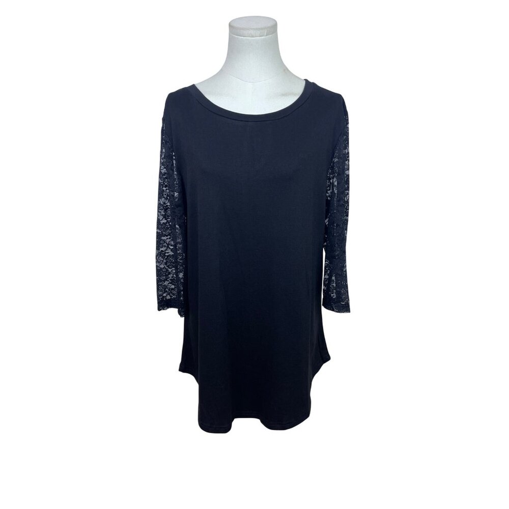 Koitmy Black Lace Sleeve Womens Blouse Comfortable Elegant Design Size L - New